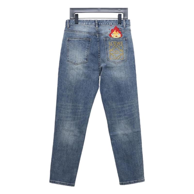 EM Sneakers Loewe Back Flame Embroidered Logo Jean Blue