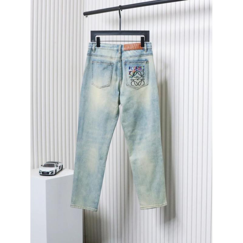 EM Sneakers Loewe Glitch Style Embroidered Logo Jeans Light Blue