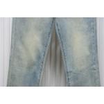 EM Sneakers Loewe Glitch Style Embroidered Logo Jeans Light Blue