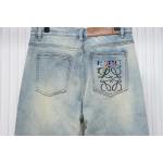EM Sneakers Loewe Glitch Style Embroidered Logo Jeans Light Blue