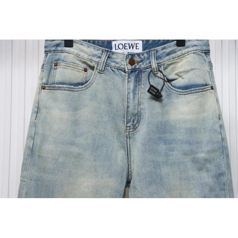 EM Sneakers Loewe Glitch Style Embroidered Logo Jeans Light Blue