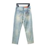 EM Sneakers Loewe Glitch Style Embroidered Logo Jeans Light Blue