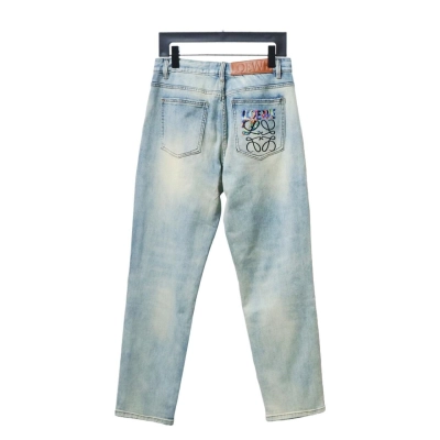 EM Sneakers Loewe Glitch Style Embroidered Logo Jeans Light Blue 02