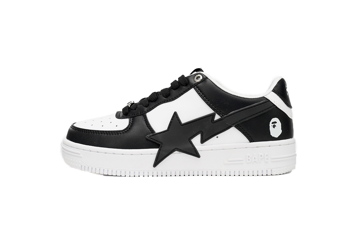 EM Sneakers A Bathing Ape Bape Sta Low Black And White Star