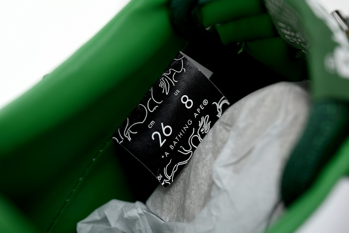 EM Sneakers A Bathing Ape Bape Sta Patent Leather White Green