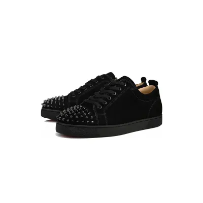 EM Sneakers Christian Louboutin Louis Junior Spikes Veau Velours Sneaker Black 02