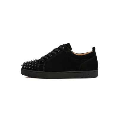 EM Sneakers Christian Louboutin Louis Junior Spikes Veau Velours Sneaker Black 01