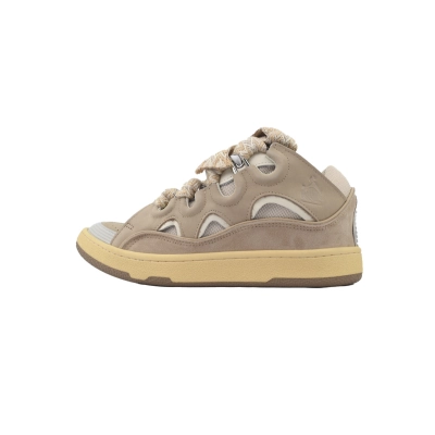 EM Sneakers Lanvin Leather Curb White Brown 01