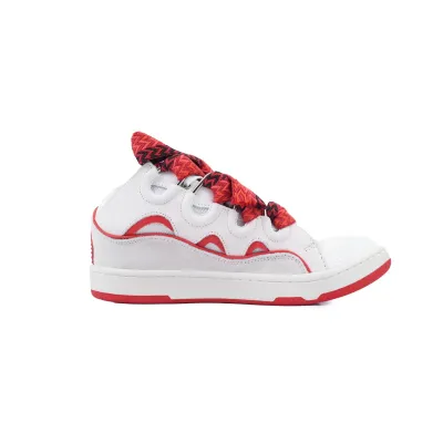 EM Sneakers Lanvin Leather Curb White Red 02