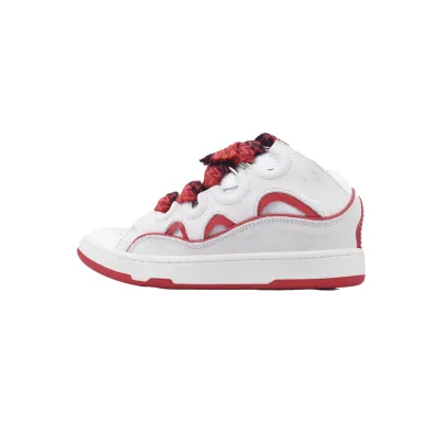 EM Sneakers Lanvin Leather Curb White Red 01