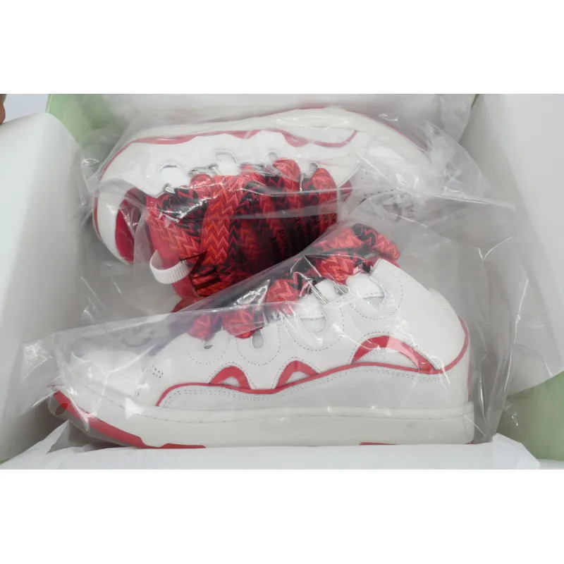 EM Sneakers Lanvin Leather Curb White Red