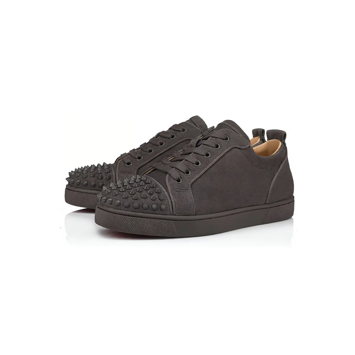 EM Sneakers Christian Louboutin Louis Junior Spikes Veau Velours Sneaker Brown