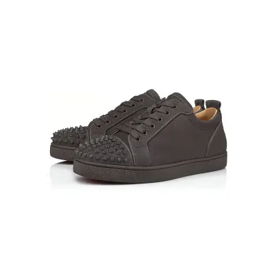 EM Sneakers Christian Louboutin Louis Junior Spikes Veau Velours Sneaker Brown 02