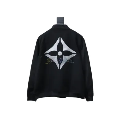 EM Sneakers Louis Vuitton Leather and Rhinestone Waisted Baseball Jacket Black 02