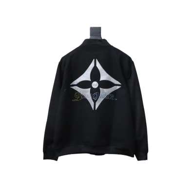 EM Sneakers Louis Vuitton Leather and Rhinestone Waisted Baseball Jacket Black 02