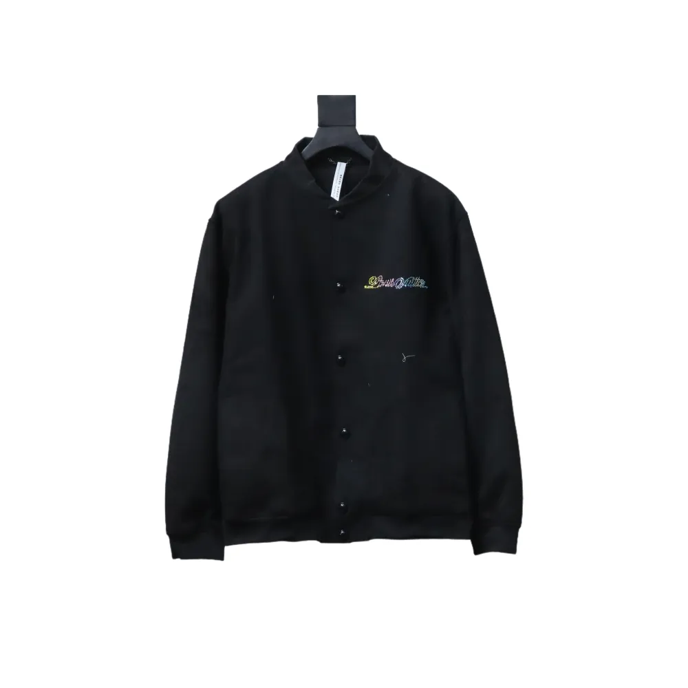 EM Sneakers Louis Vuitton Leather and Rhinestone Waisted Baseball Jacket Black