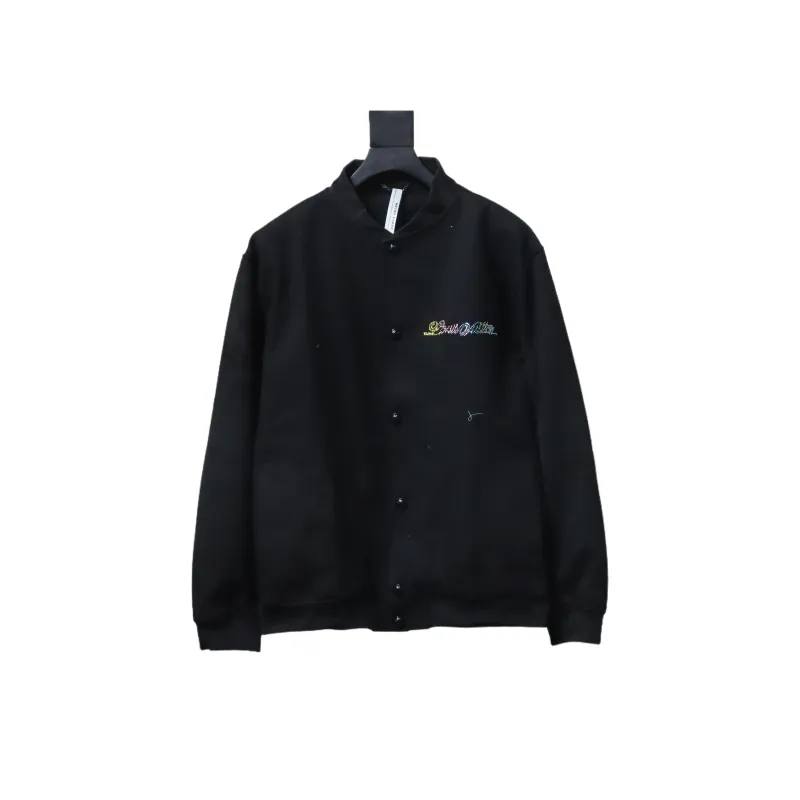 EM Sneakers Louis Vuitton Leather and Rhinestone Waisted Baseball Jacket Black