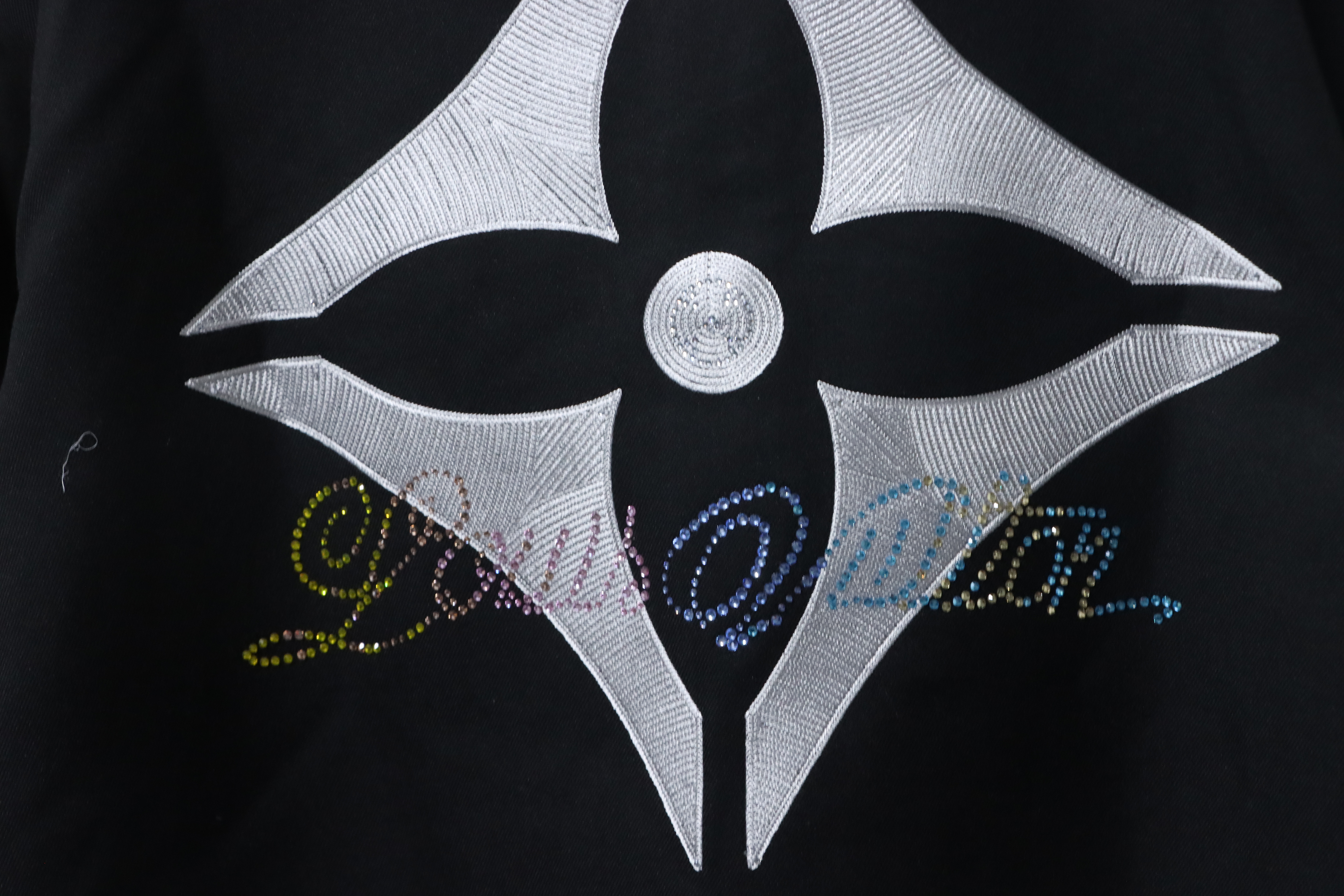 EM Sneakers Louis Vuitton Leather and Rhinestone Waisted Baseball Jacket Black