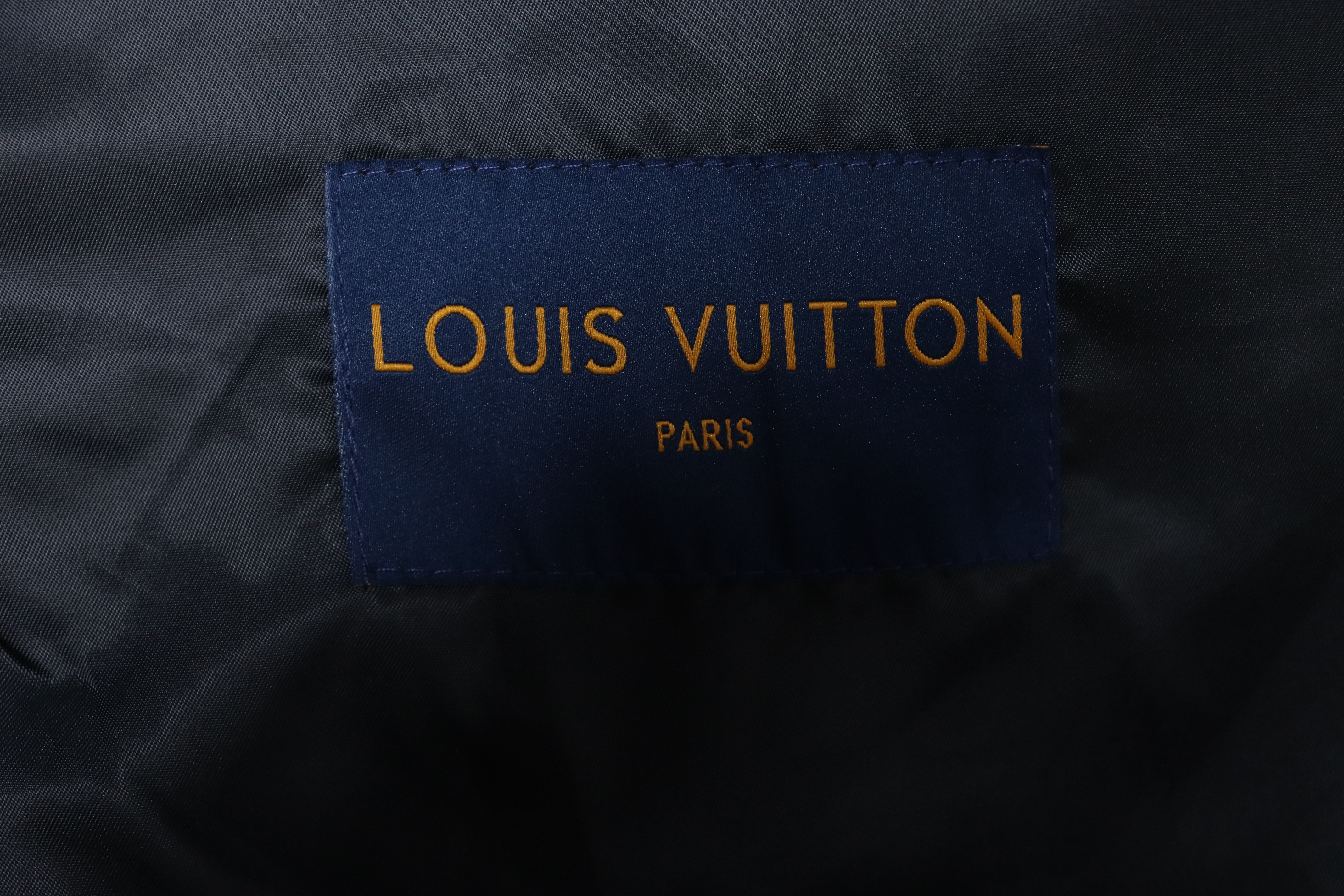 EM Sneakers Louis Vuitton Leather and Rhinestone Waisted Baseball Jacket Black