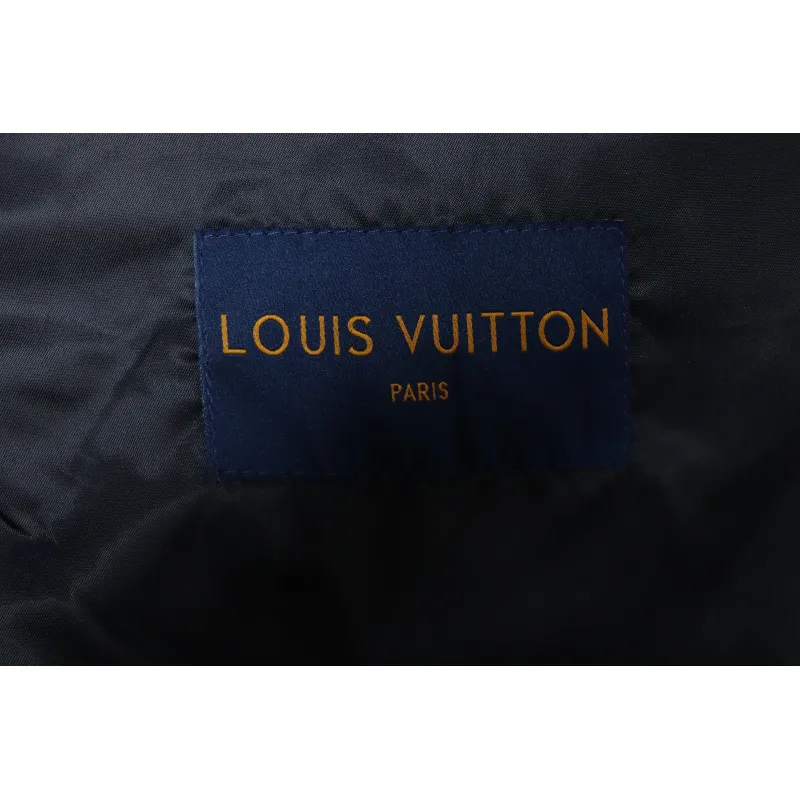 EM Sneakers Louis Vuitton Leather and Rhinestone Waisted Baseball Jacket Black