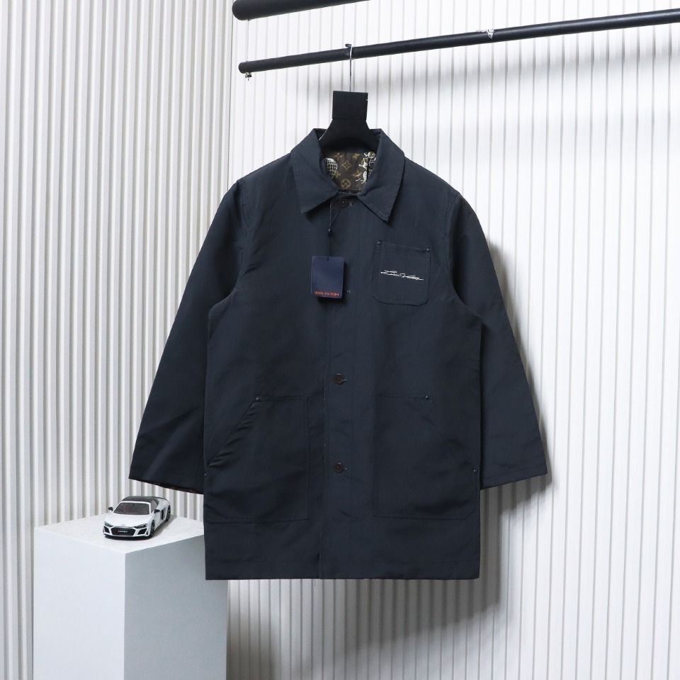 EM Sneakers Louis Vuitton LV Jacket 23FW Reversible Mid-Length Black