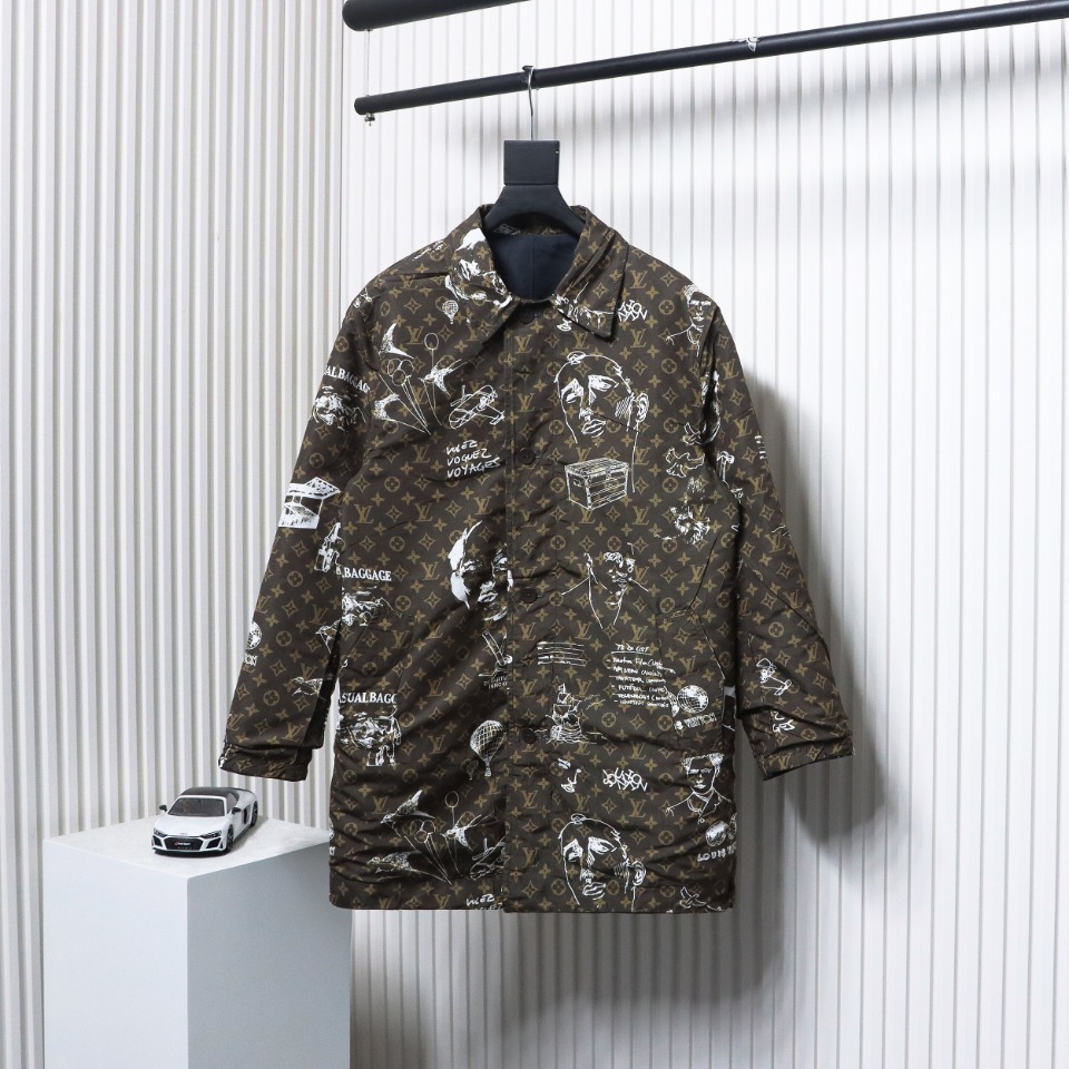 EM Sneakers Louis Vuitton LV Jacket 23FW Reversible Mid-Length Black