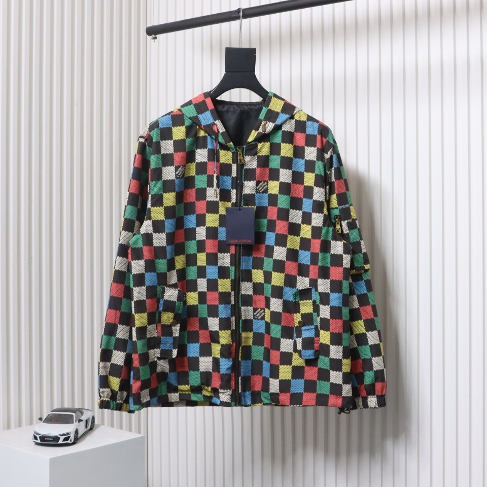 EM Sneakers Louis Vuitton LV Jacket Checkerboard Hooded Windbreaker 