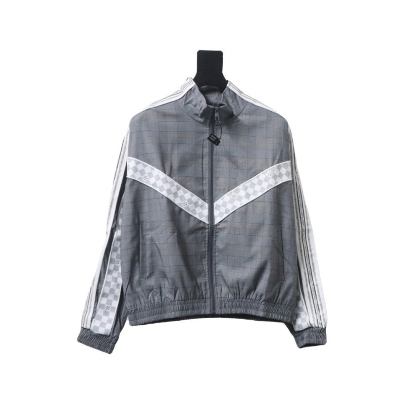 EM Sneakers Louis Vuitton LV Jacket Wool Check Web Belted Grey