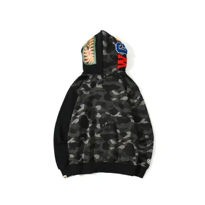 EM Sneakers BAPE Tiger Head Double Hood Camouflage Patchwork Hoodie 02