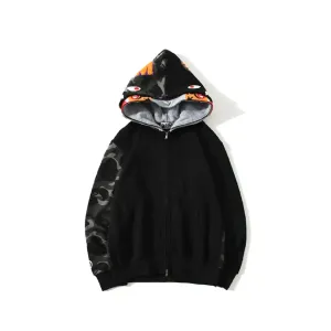 EM Sneakers BAPE Tiger Head Double Hood Camouflage Patchwork Hoodie