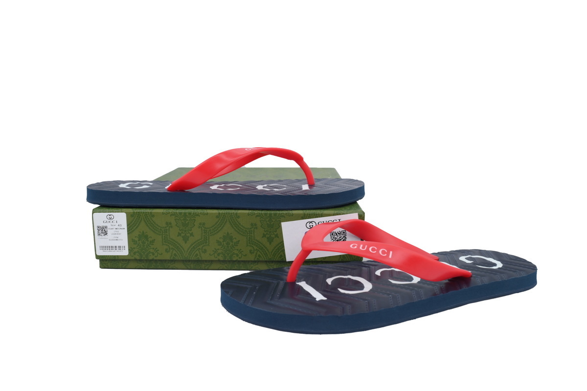 EM Sneakers Gucci Double G Logo Chevron Sandal Black and Red