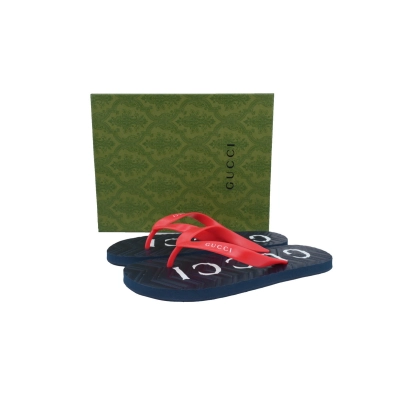 EM Sneakers Gucci Double G Logo Chevron Sandal Black and Red 01