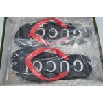 EM Sneakers Gucci Double G Logo Chevron Sandal Black and Red