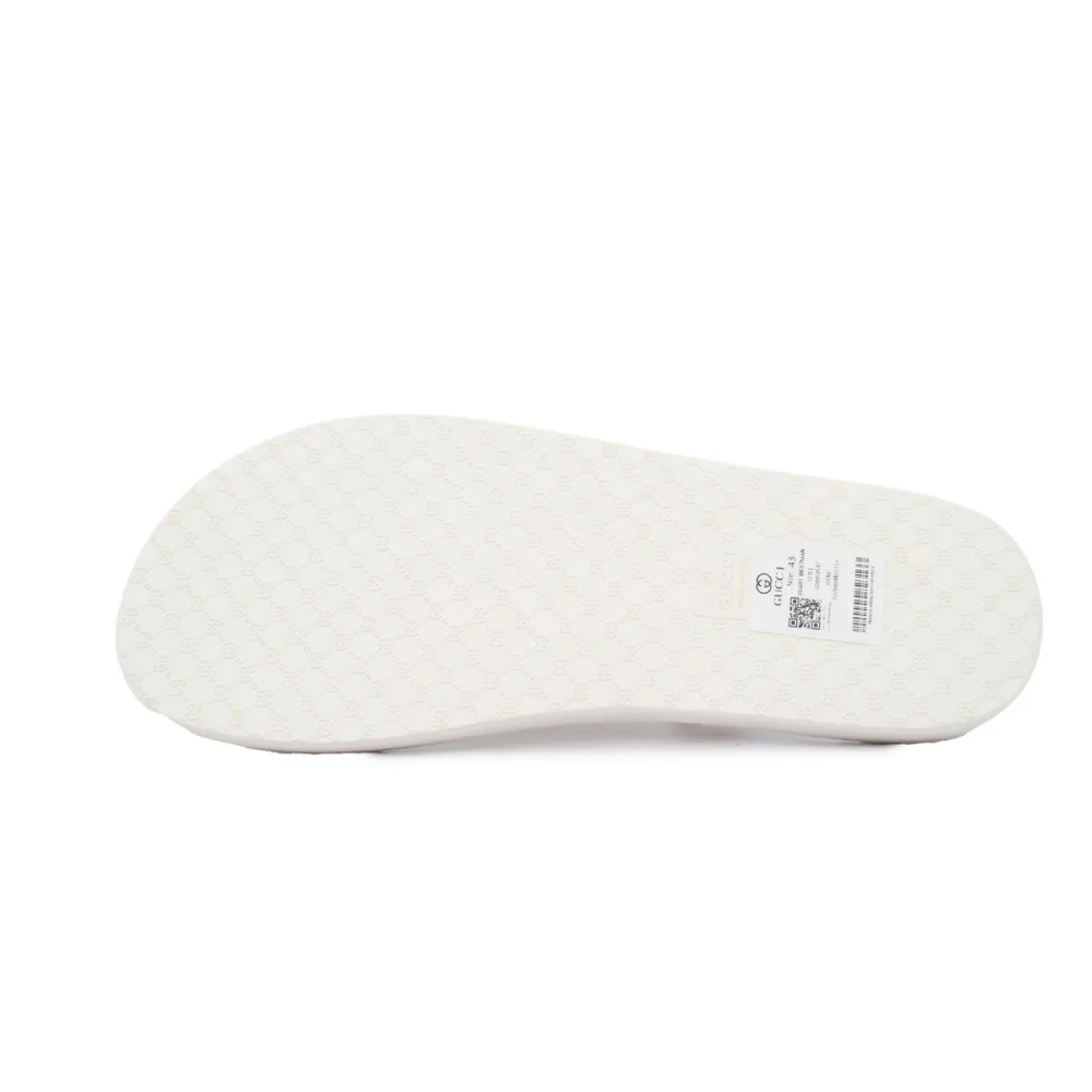 EM Sneakers Gucci Double G Logo Chevron Sandal Metal Rice White