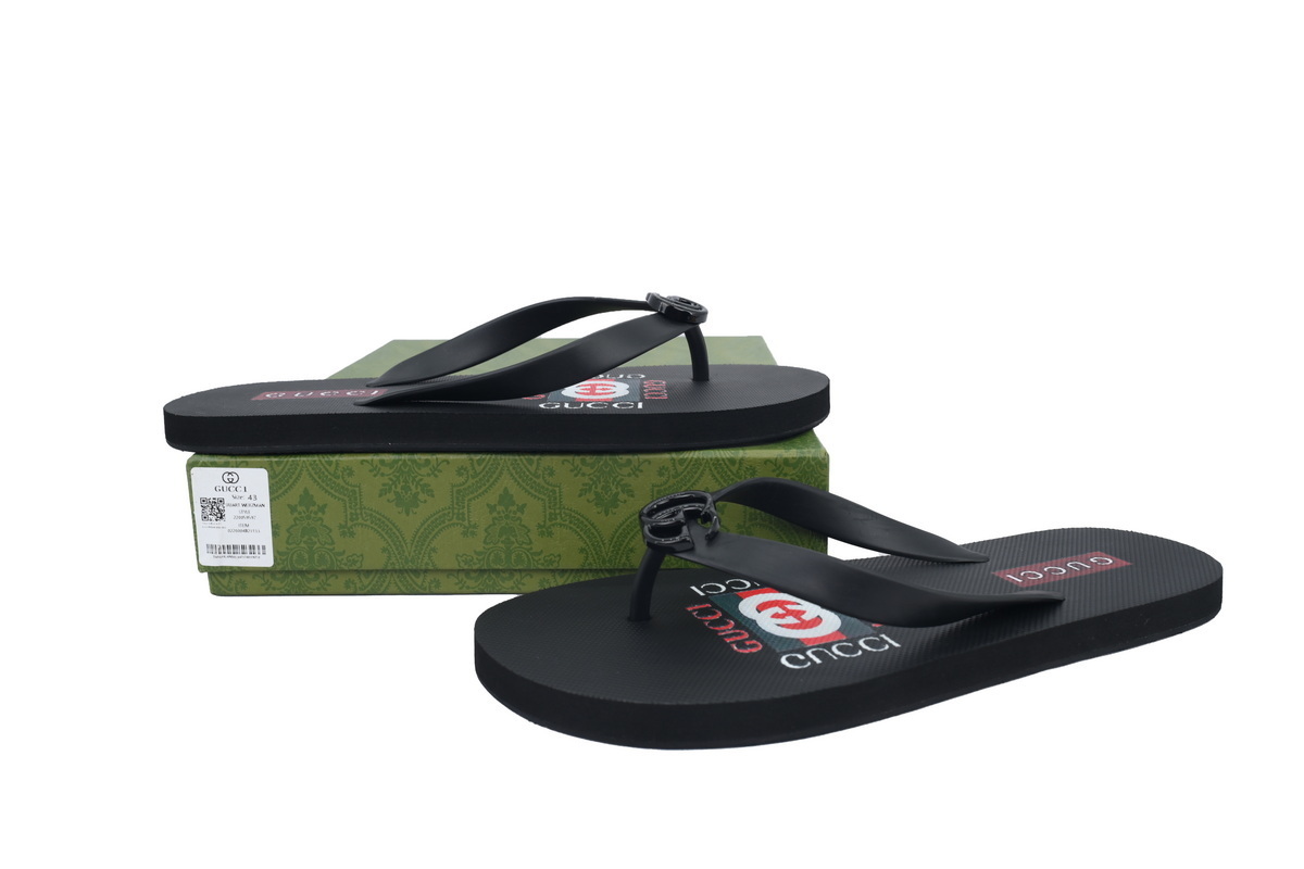 EM Sneakers Gucci Double G Logo Chevron Sandal Print Black and Red