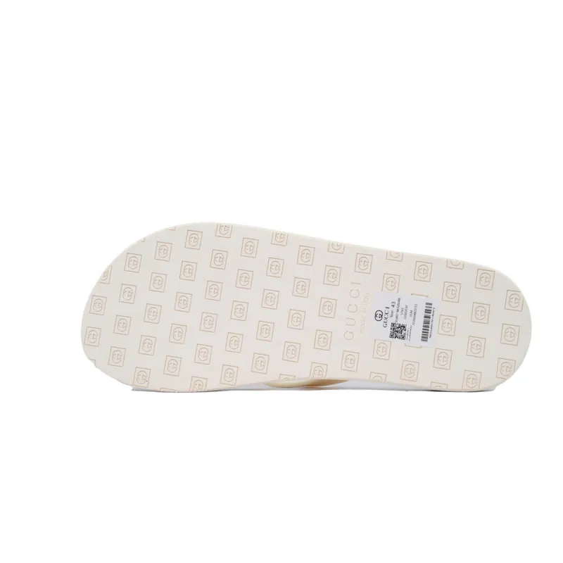 EM Sneakers Gucci Double G Logo Chevron Sandal Printed Rice White