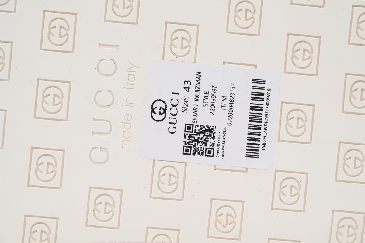 EM Sneakers Gucci Double G Logo Chevron Sandal Printed Rice White