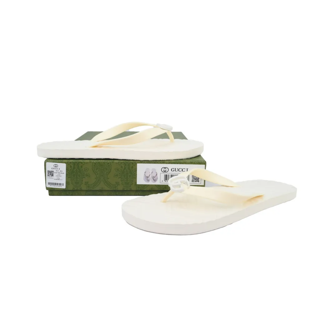 EM Sneakers Gucci Double G Logo Chevron Sandal Rice White