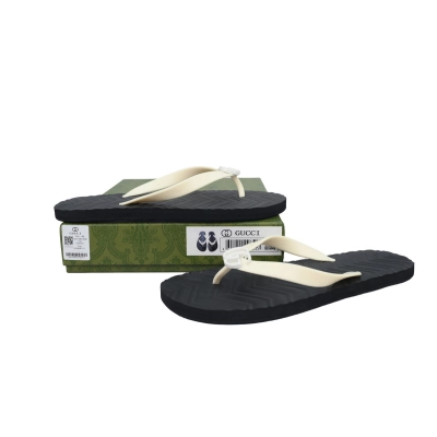 EM Sneakers Gucci Double G Logo Chevron Sandal Rice White and Black 02