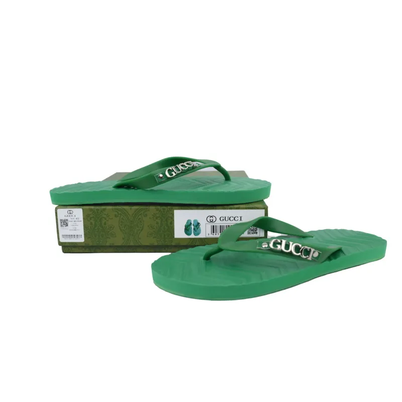 EM Sneakers Gucci Double G Logo Chevron Sandal Striped Green