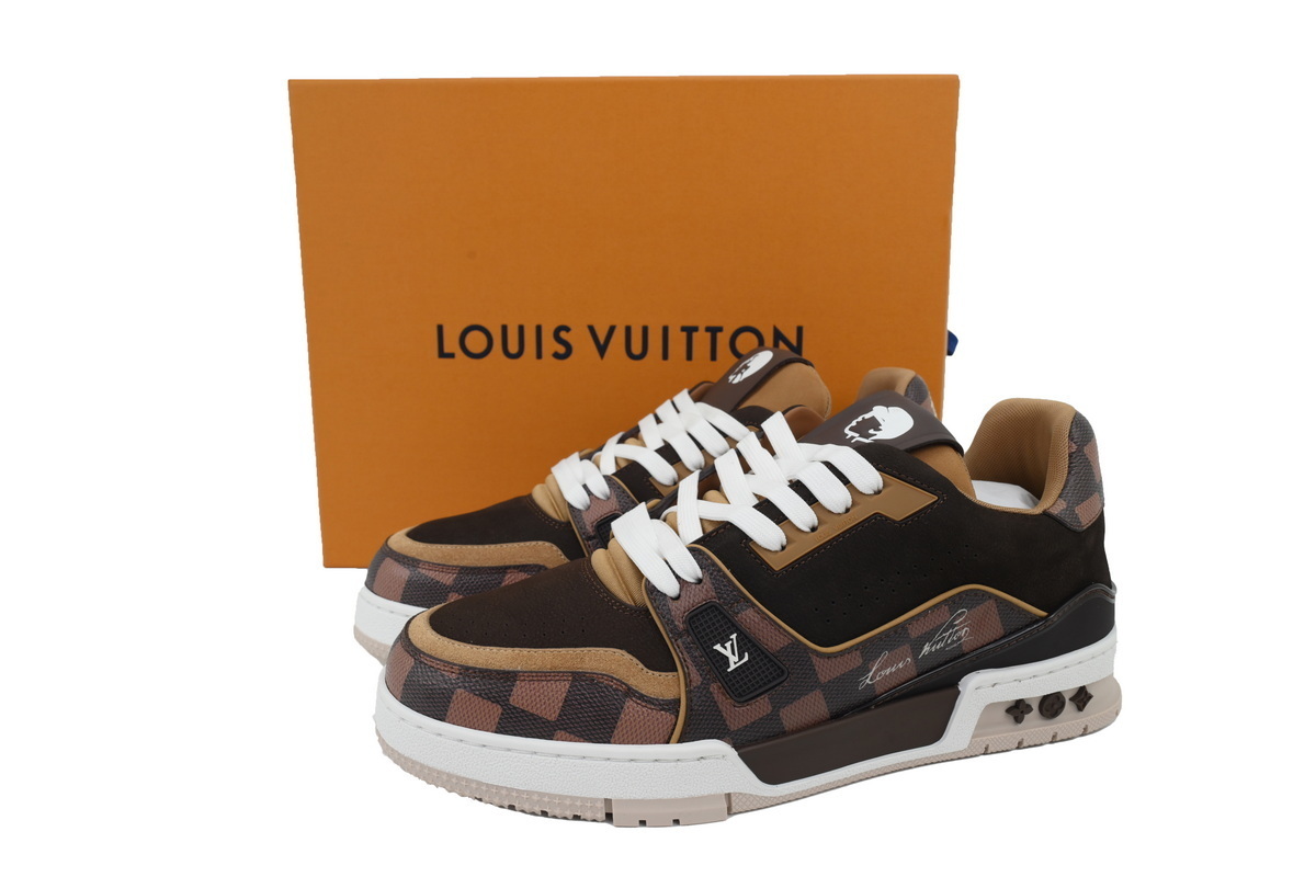 EM Sneakers Louis Vuitton LV Trainer × NIGO Co Branded Coffee Colors