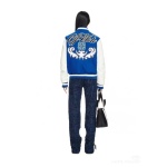 EM Sneakers Off-White Blue and White Patch Baseball Jacket