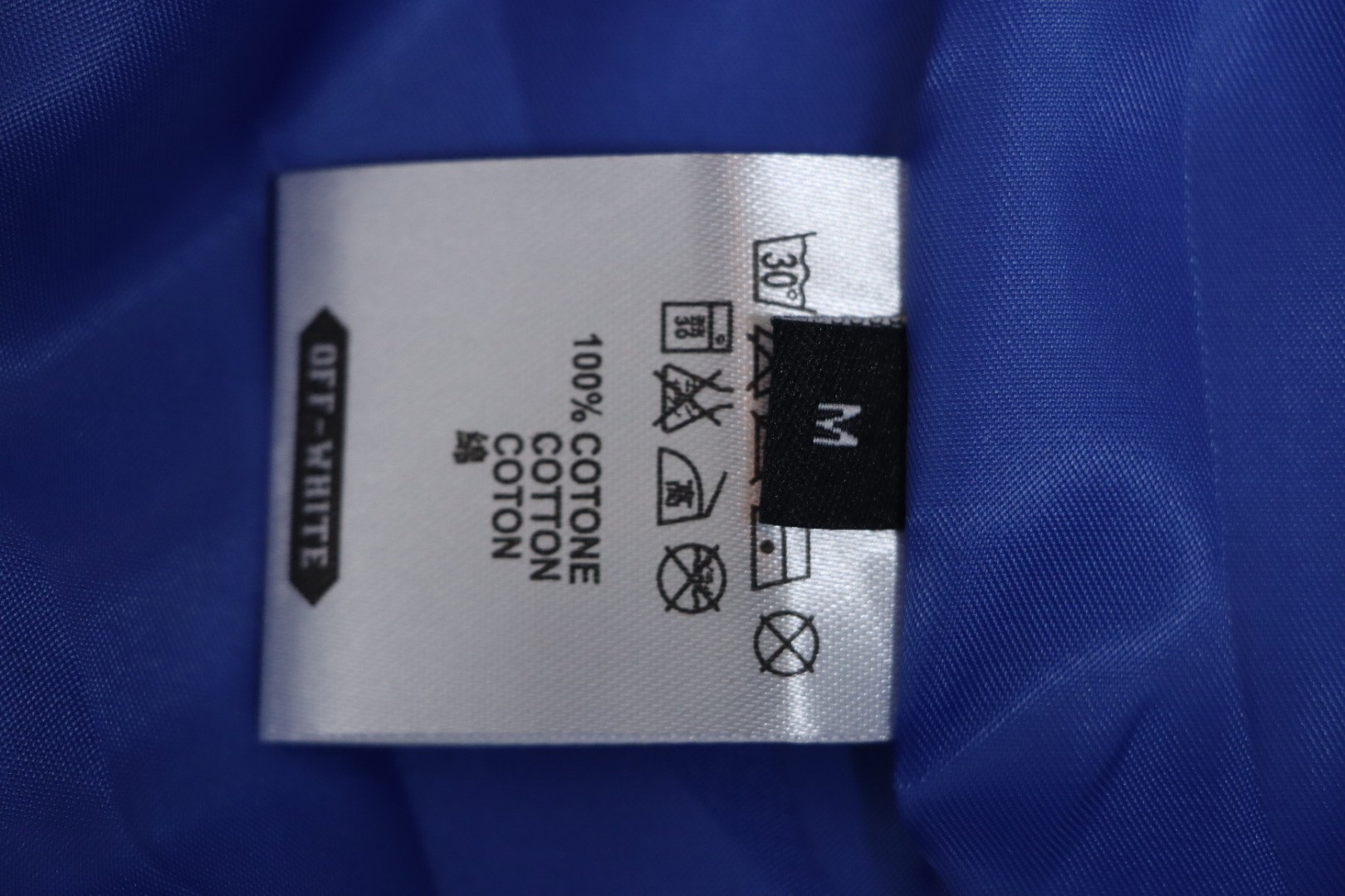 EM Sneakers Off-White Blue and White Patch Baseball Jacket