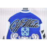 EM Sneakers Off-White Blue and White Patch Baseball Jacket