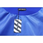 EM Sneakers Off-White Blue and White Patch Baseball Jacket