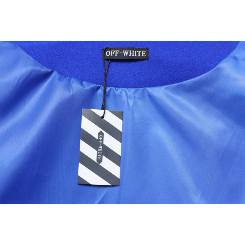 EM Sneakers Off-White Blue and White Patch Baseball Jacket