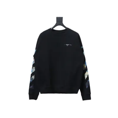 EM Sneakers Off-White Crew Neck Sweatshirt Oil Painting Print Black 01