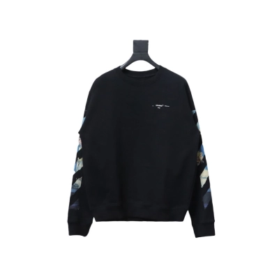 EM Sneakers Off-White Crew Neck Sweatshirt Oil Painting Print Black 01