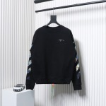EM Sneakers Off-White Crew Neck Sweatshirt Oil Painting Print Black