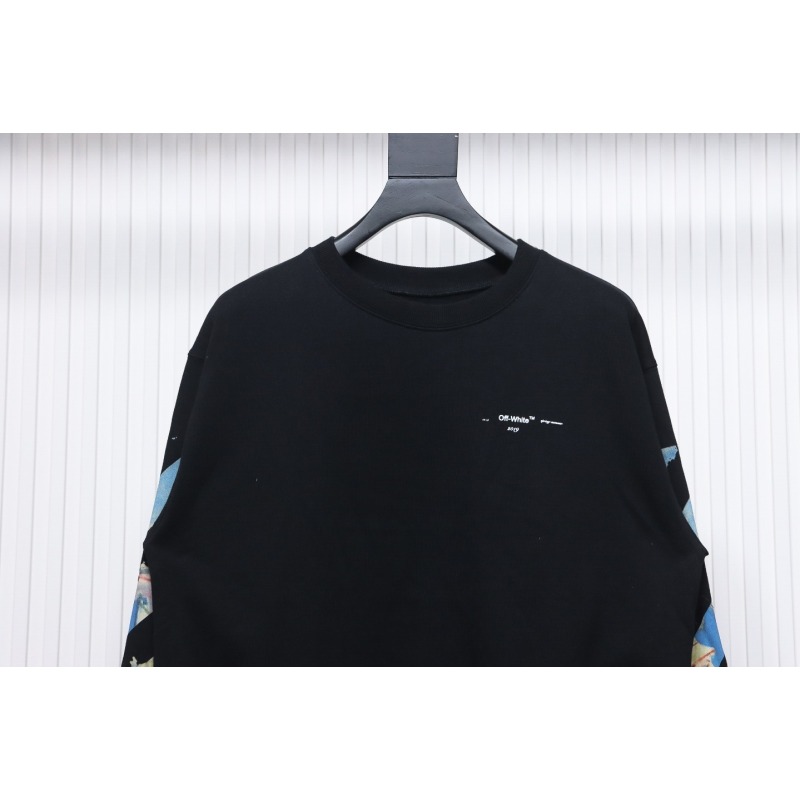 EM Sneakers Off-White Crew Neck Sweatshirt Oil Painting Print Black
